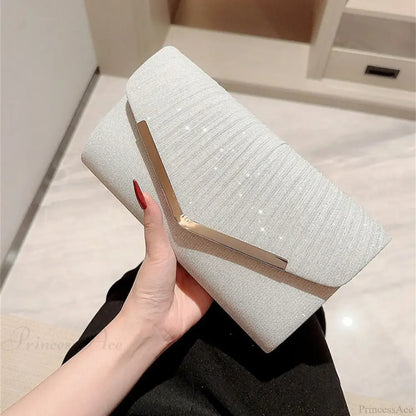 Gold Silver Elegant Banquet Clutch Shoulder Bag Purse