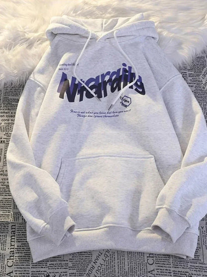 Goth Letter Print Casual Oversized Hoodie
