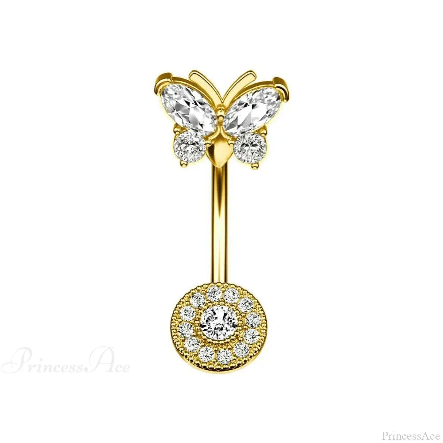 Gothic Heart Dangle Butterfly Belly Ring