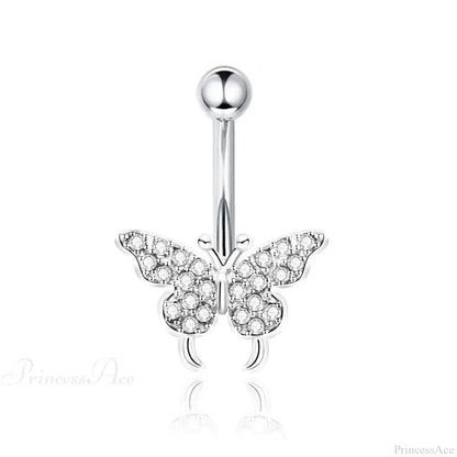 Gothic Heart Dangle Butterfly Belly Ring