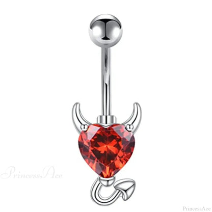 Gothic Heart Dangle Butterfly Belly Ring