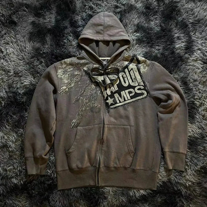 Gothic Long Sleeve Zipper Hoodie