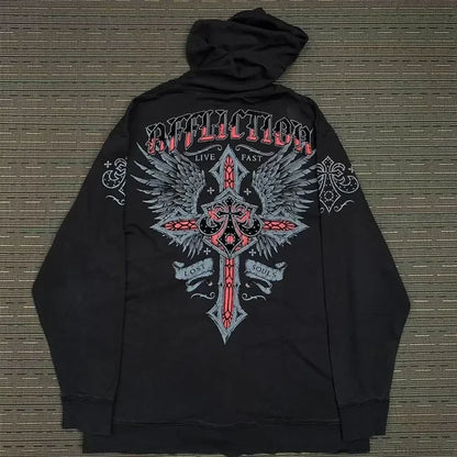 Gothic Long Sleeve Zipper Hoodie