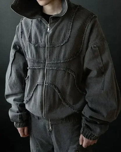 Gothic Punk Washed Zipper Hoodie
