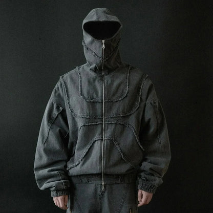 Gothic Punk Washed Zipper Hoodie