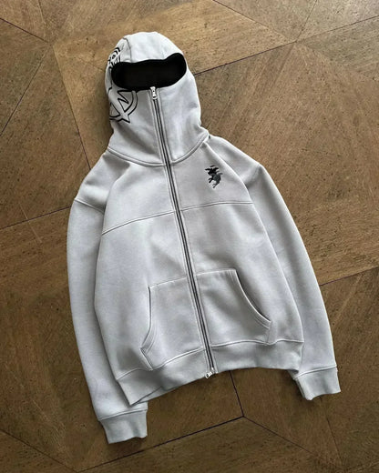 Gothic Punk Washed Zipper Hoodie