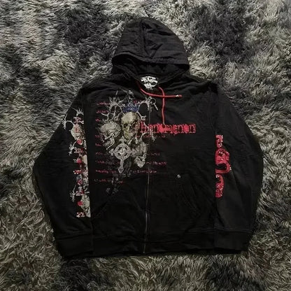 Gothic Skull Zipper Hoodie