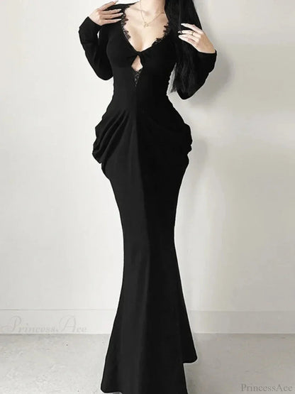 Graceful Lace Patchwork Corset Long Dress