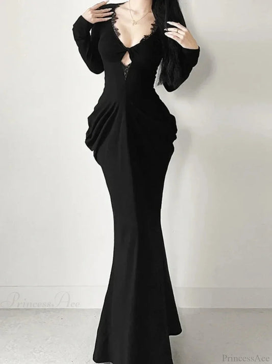 Graceful Lace Patchwork Corset Long Dress