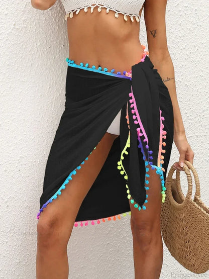 Pareo/chal de playa con borlas degradado