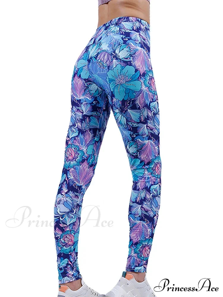 Graffiti Floral Patterned Print Elastic Design Leggings