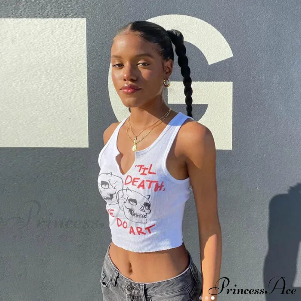 Graphic Cyber Streetwear Women Chic Sleeveless Activity Harajuku Skinny Crops Tank top