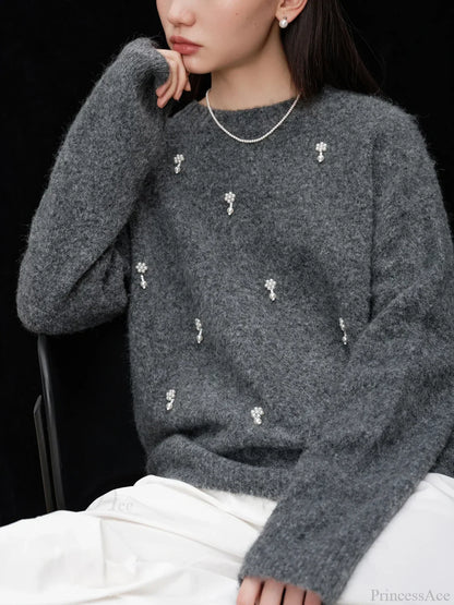 Gray Casual Pullover Sweater