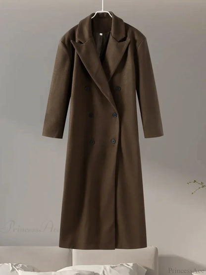 Gray Casual Wool Notched Button Up Overcoat