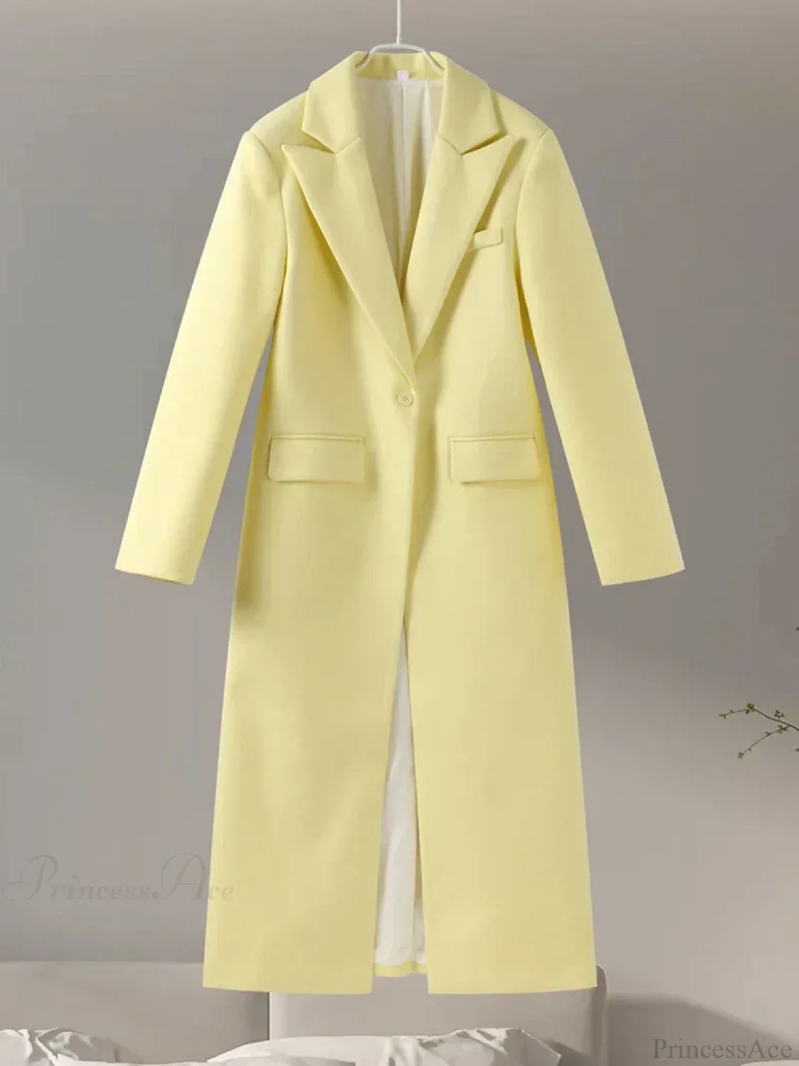Gray Casual Wool Notched Button Up Overcoat