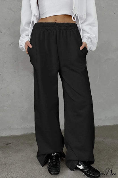 Gray Loose Wide Leg Low Waist Sweat Pants