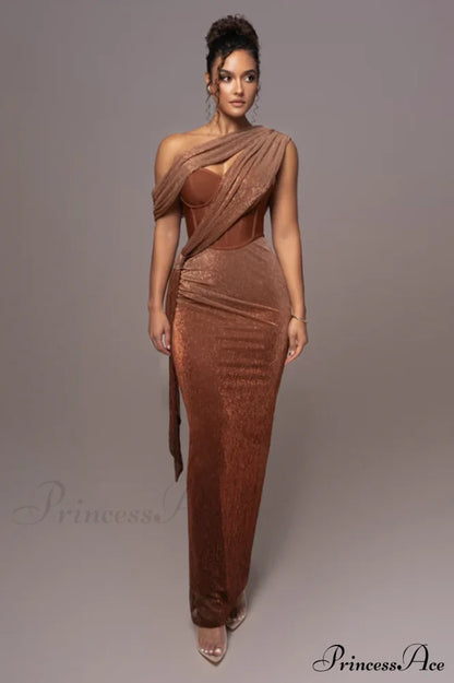 Green Draped Stylish Maxi Dress