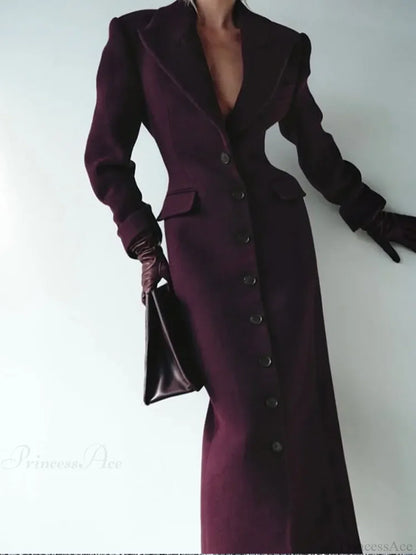 Grey Single Breasted Wool Coat