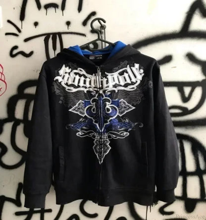 Grunge Zip Up Sweatshirt