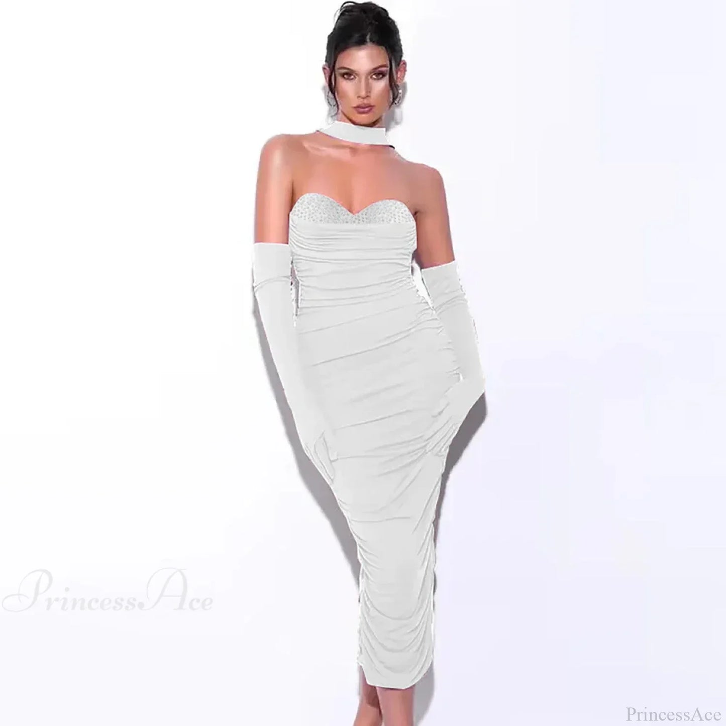 Halter Bodycon Ruffle Mesh Party Dress
