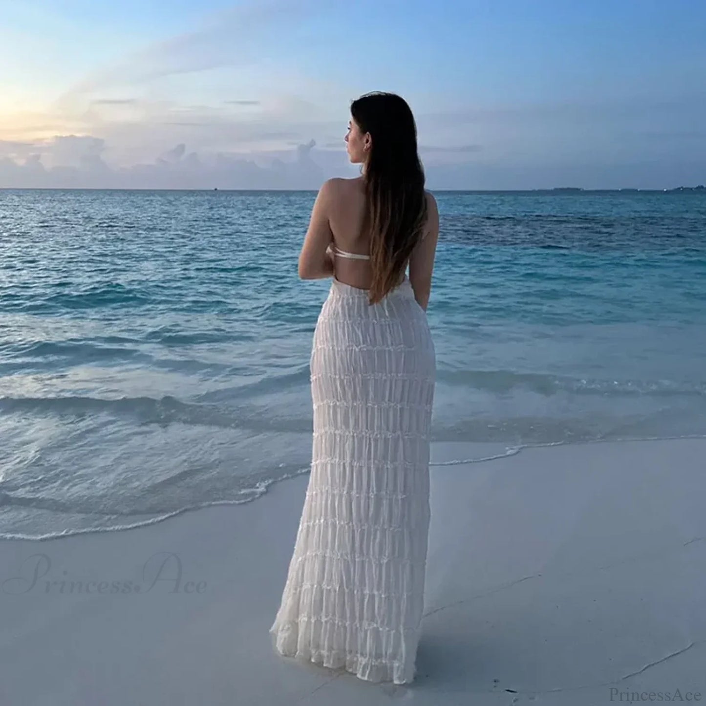 Halter Pleated Boho Vacation Dress