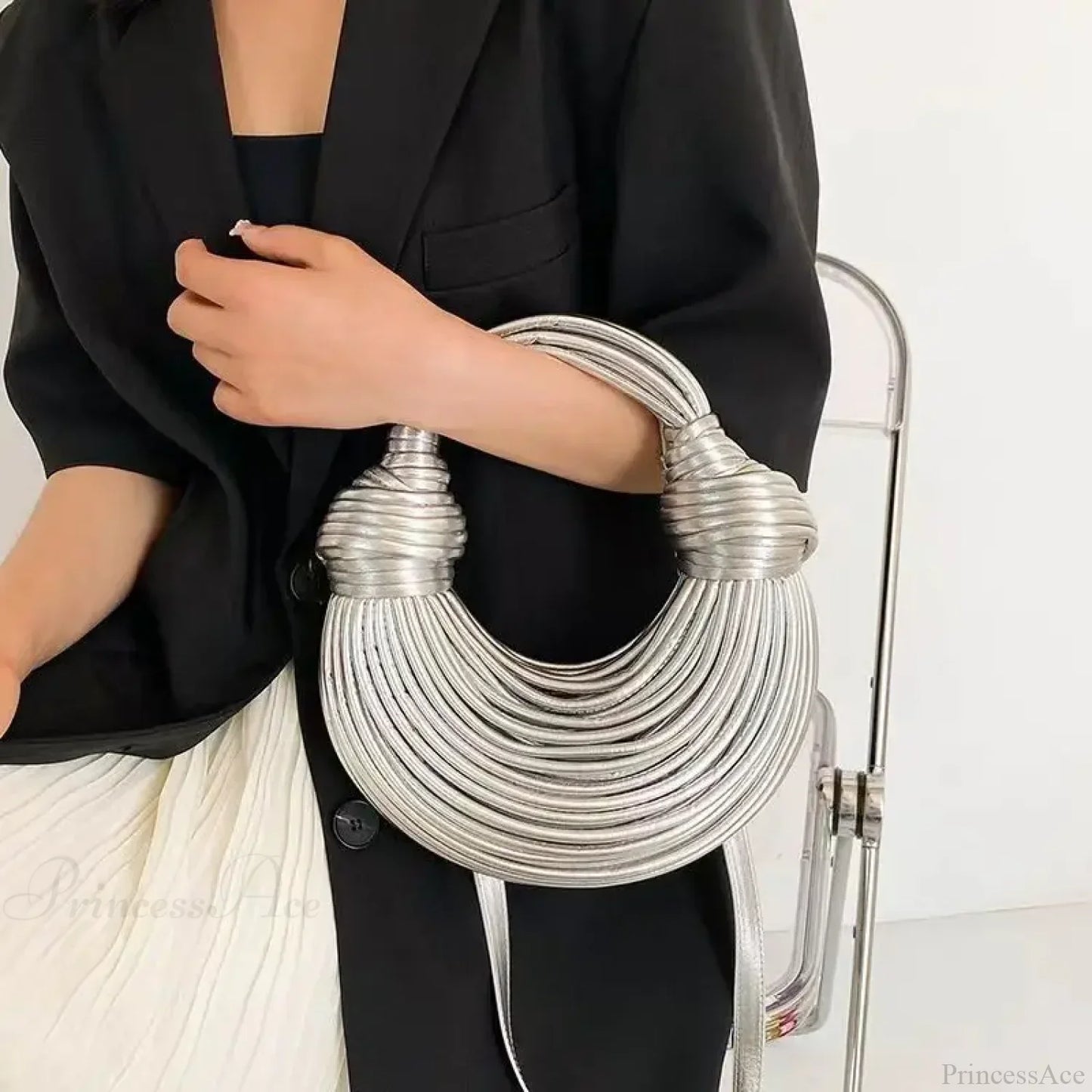 Handwoven Noodle Gold Evening Clutch Handbag