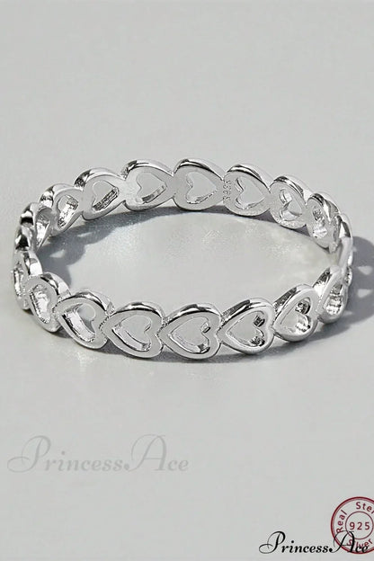Heart Design Silver Wedding Band Ring