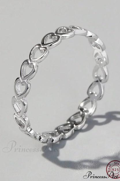 Heart Design Silver Wedding Band Ring