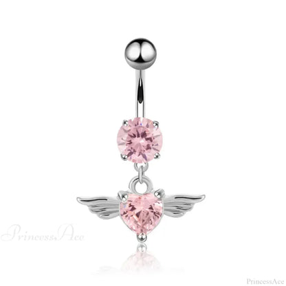 Heavenly Feathers Rose Dark Belly Ring