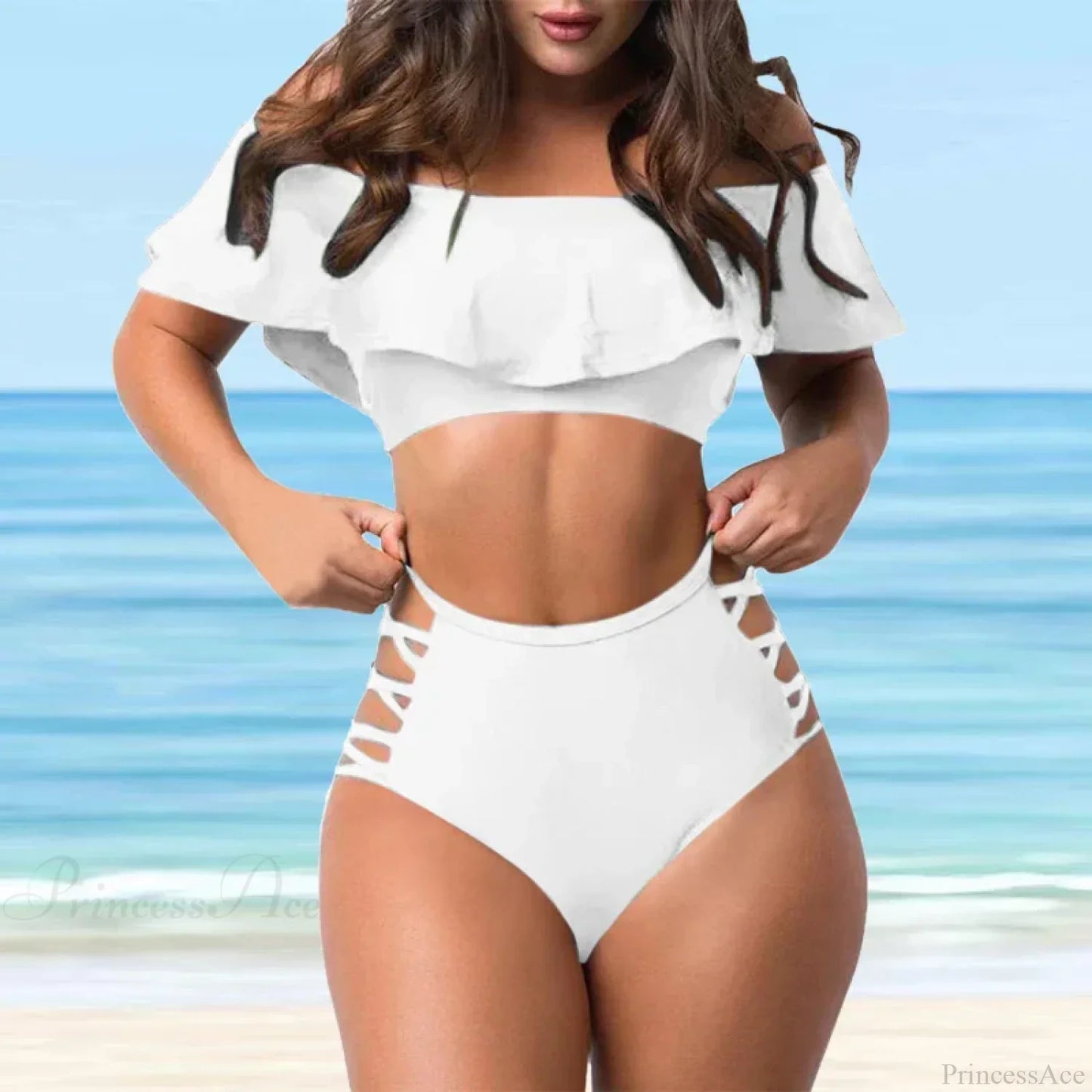 High Hips Pattern Tank Set Two Piece Set