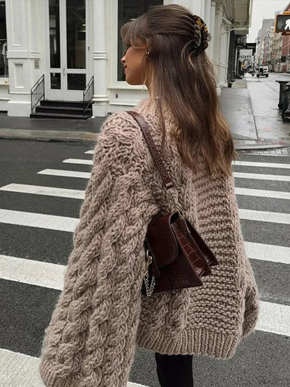 High Neck Wide Long Sleeve Loose Sweater