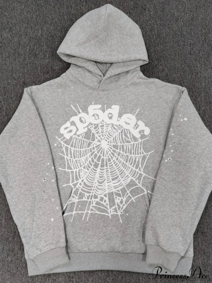 High Pile Fleece Foam Spider Print Hoodie