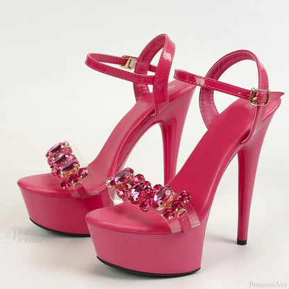 High Quality Diamond Chain Open Toe Super High Heel