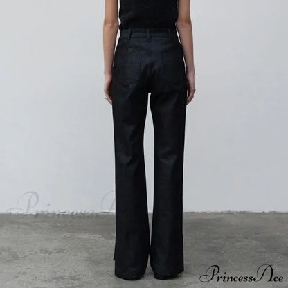 High Quality Women Spring and Autumn All-match Side Slit Straight High Waist Bootcut Jean
