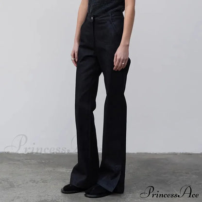 High Quality Women Spring and Autumn All-match Side Slit Straight High Waist Bootcut Jean