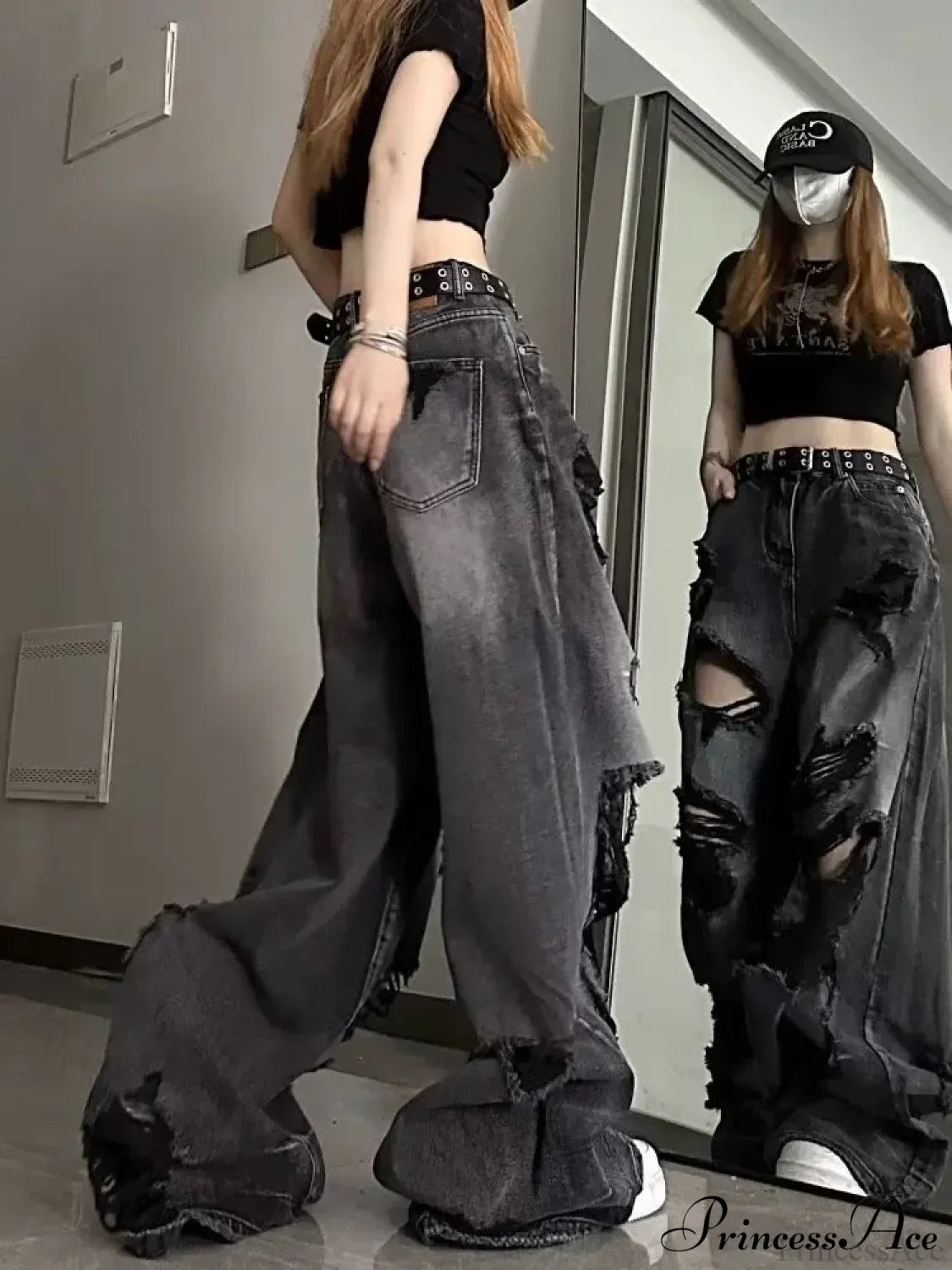 High Street Wide Leg Niche Design Trendy Jeans