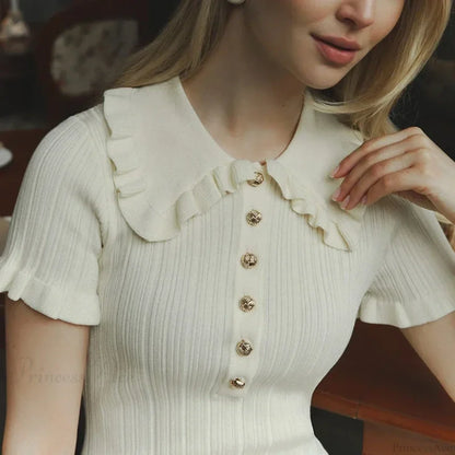 High-Waist Knitted Vintage Mini Dress