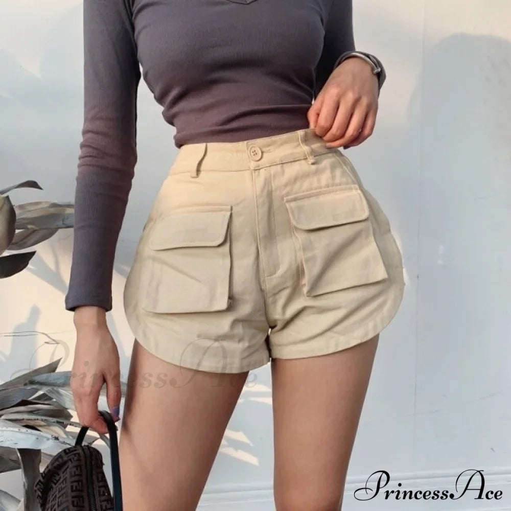 High Waist Slim Curved Split Design Short