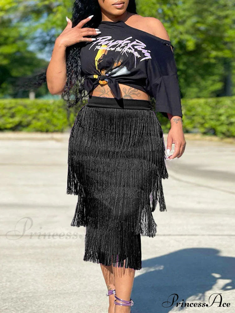 High Waisted Graceful Clashing Star Skirt