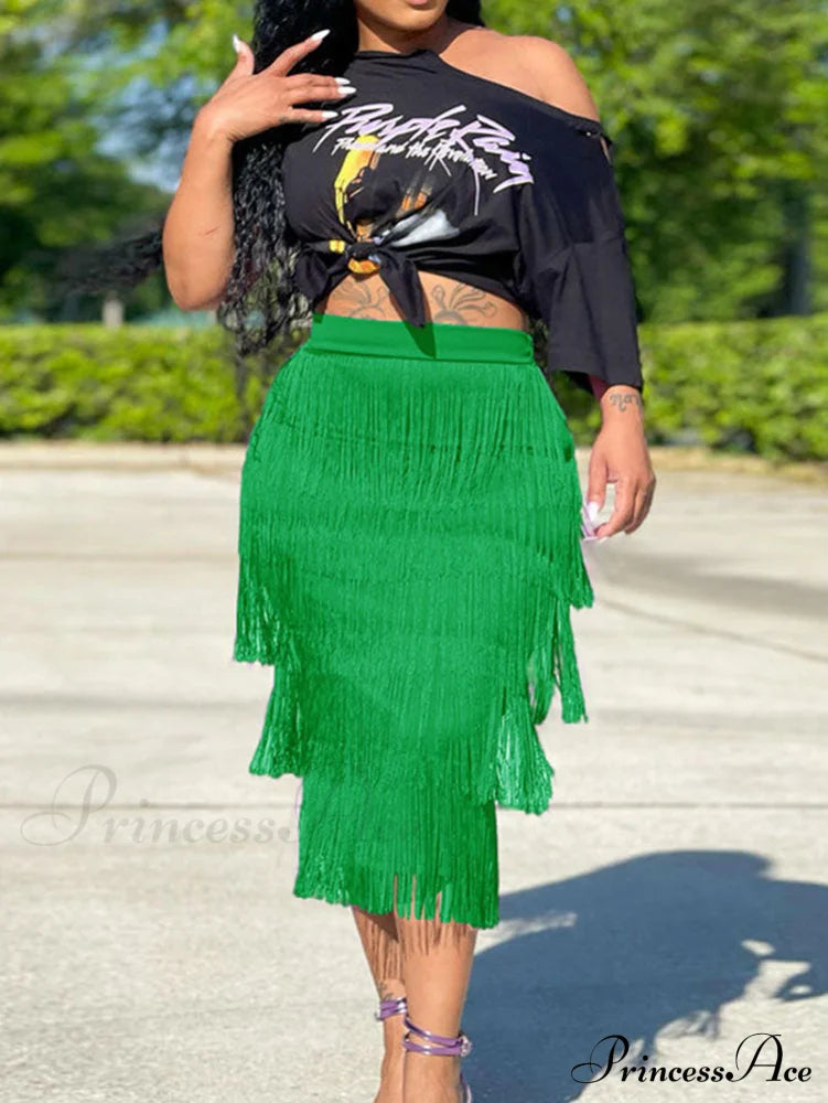 High Waisted Graceful Clashing Star Skirt