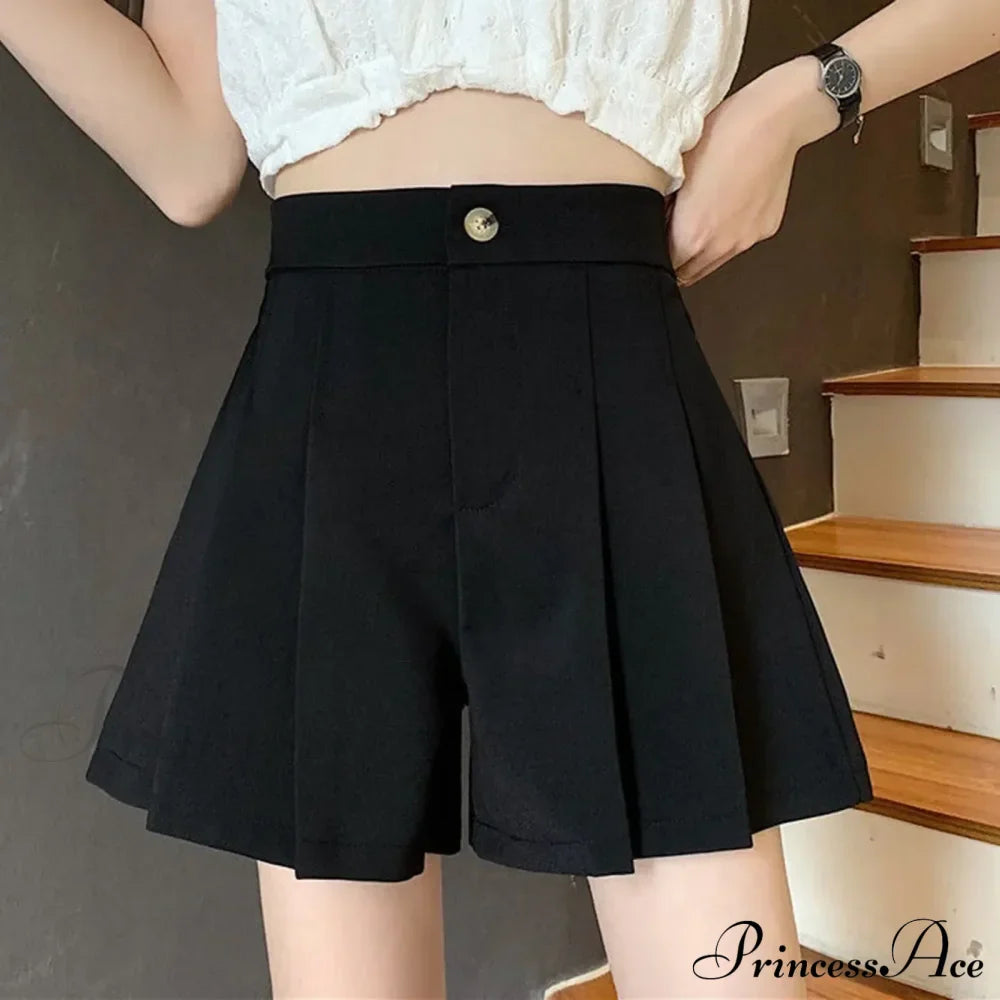 High Waisted Pleated Casual A Lined All-Match Short