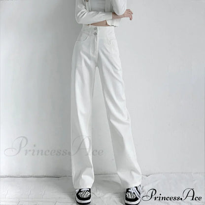 Hight Waist Blue White Wide Leg Comfy Jeans