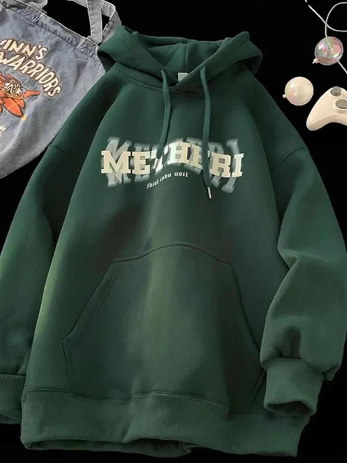 Hip Hop Letter Print Cotton Fleece Hoodie