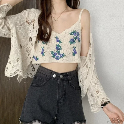 Hollow Out Elegant Long Sleeve Shrug Cardigan