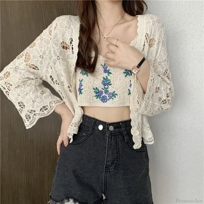 Hollow Out Elegant Long Sleeve Shrug Cardigan