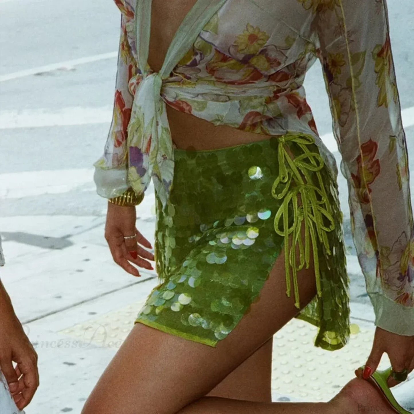 Hollow Out Sequined Party Skirt