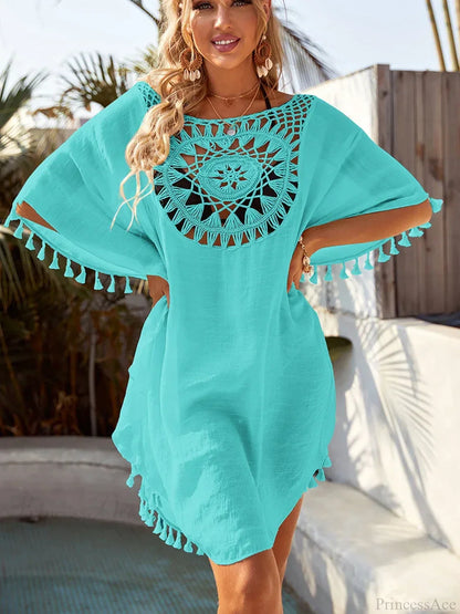 Pareo de bikini calado con borlas