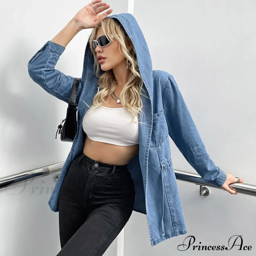 Hooded Autumn Winter Lapel Loose Open Front Chic Stylish Elegant Fashionable Versatile Short Women's Jacket