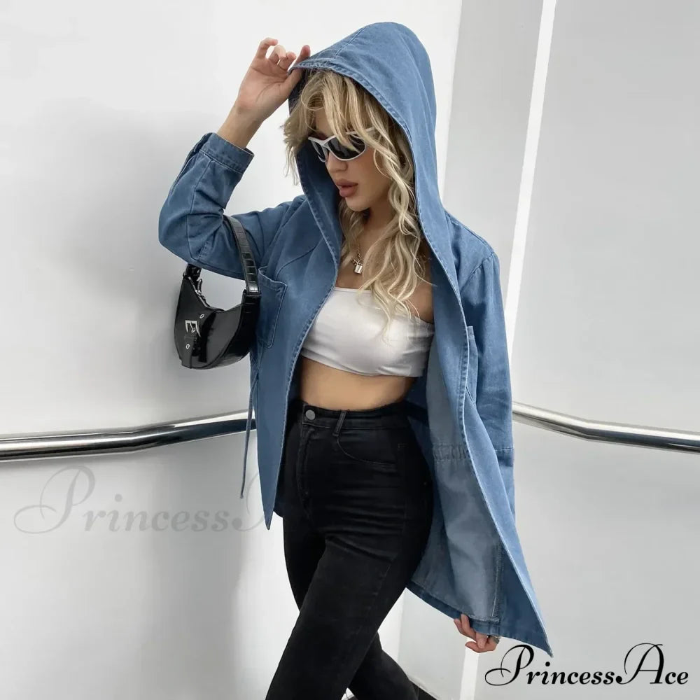 Hooded Autumn Winter Lapel Loose Open Front Chic Stylish Elegant Fashionable Versatile Short Women's Jacket