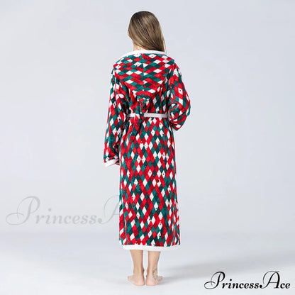 Hooded Flannel Tie-Belt Robe Suit